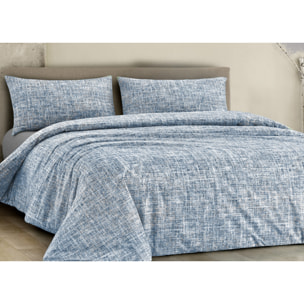 Copripiumino 100% Cotone Disegno Canva Blu