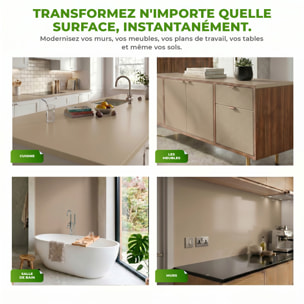 Rouleau adhésif décoratif Vinyle au Mètre - Taupe - Sticker Lavable Imperméable Mur Cuisine Meubles