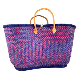 Panier artisanal de Madagascar - Aravola Luxe Tutti Frutti GM Bleu