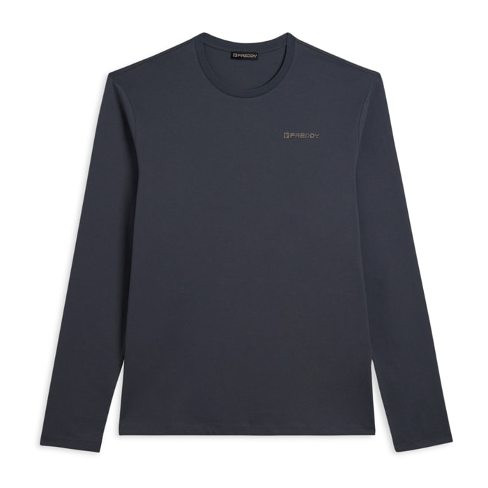 T-shirt manica lunga in cotone con logo lato cuore