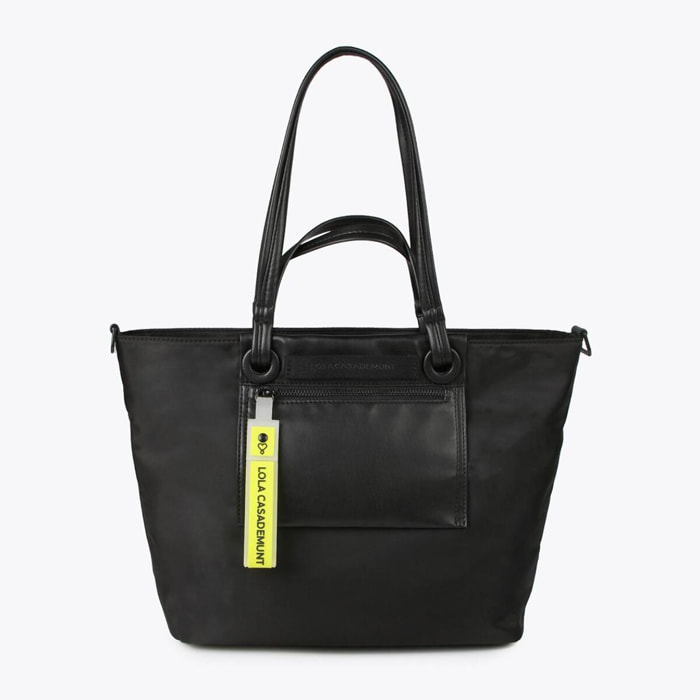 Borsa shopper in nylon con dettagli fluo
