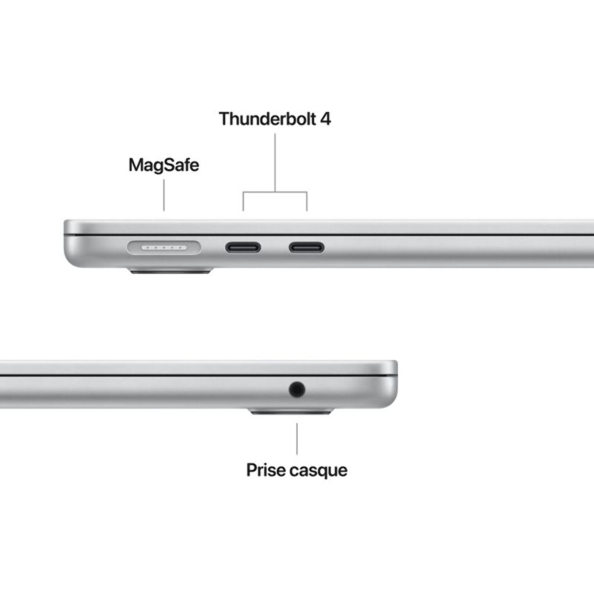 Ordinateur Apple MACBOOK Air 15" Puce M4 CPU 10 / GPU 10 coeurs Mémoire RAM 16Go Stockage 1To SSD Retina Argent