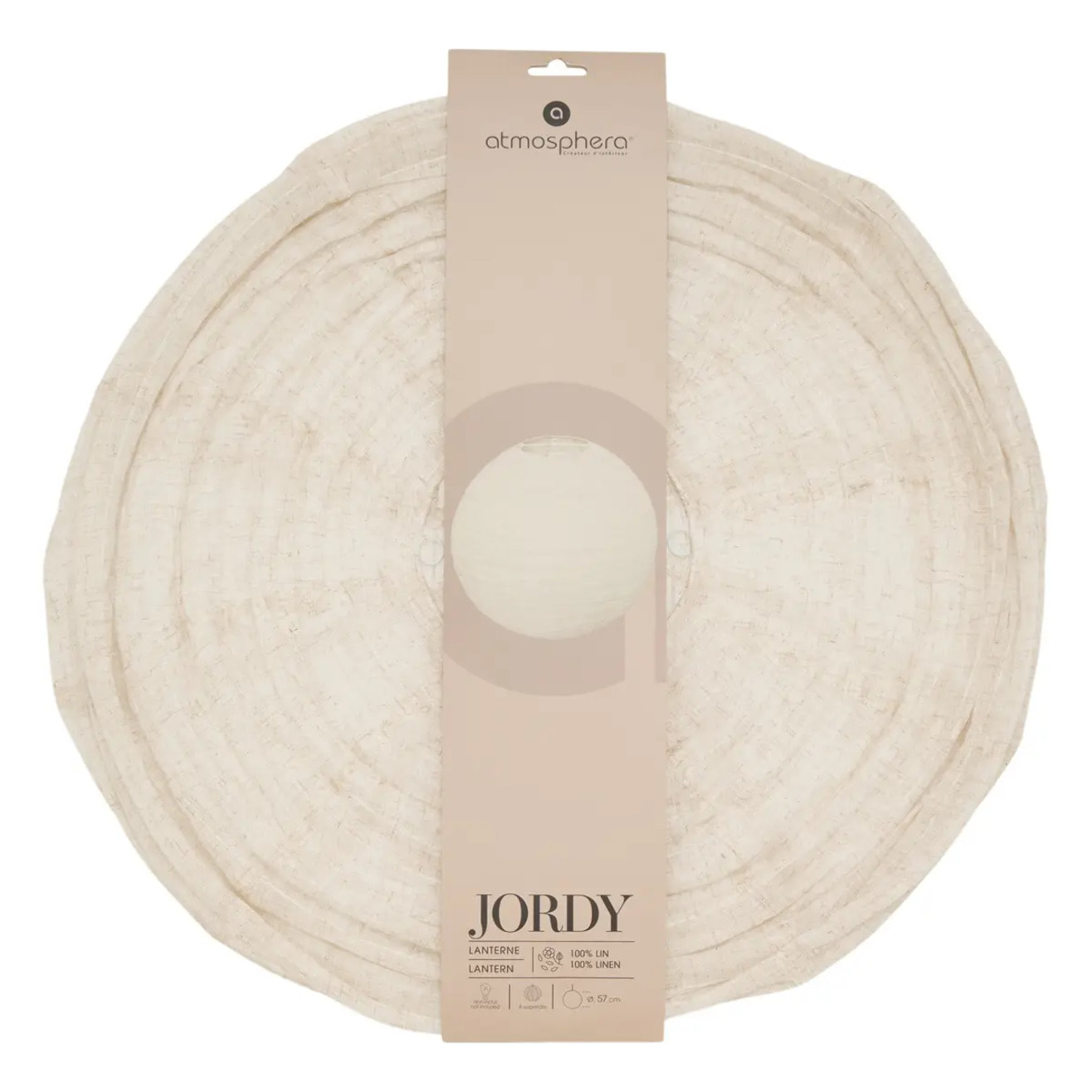Lanterne boule Jordy D.57cm en lin blanc
