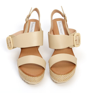 Sandali in simil pelle con zeppa