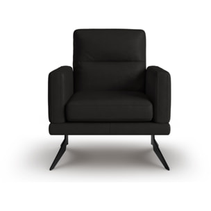 Fauteuil "Ange" en cuir véritable noir