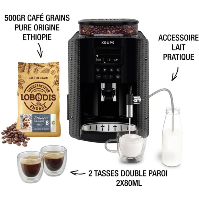Expresso Broyeur KRUPS pack EA8168F2 + 500g café en grains