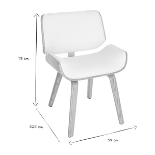 Chaise design blanc et bois clair RUBBENS