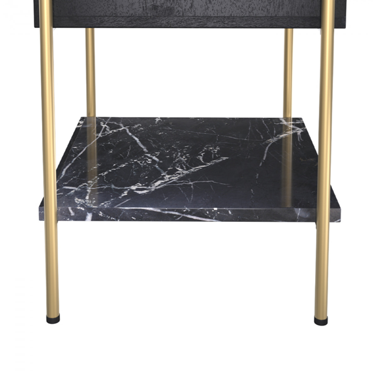Table de chevet 1 tiroir en bois noir et métal doré - Doori