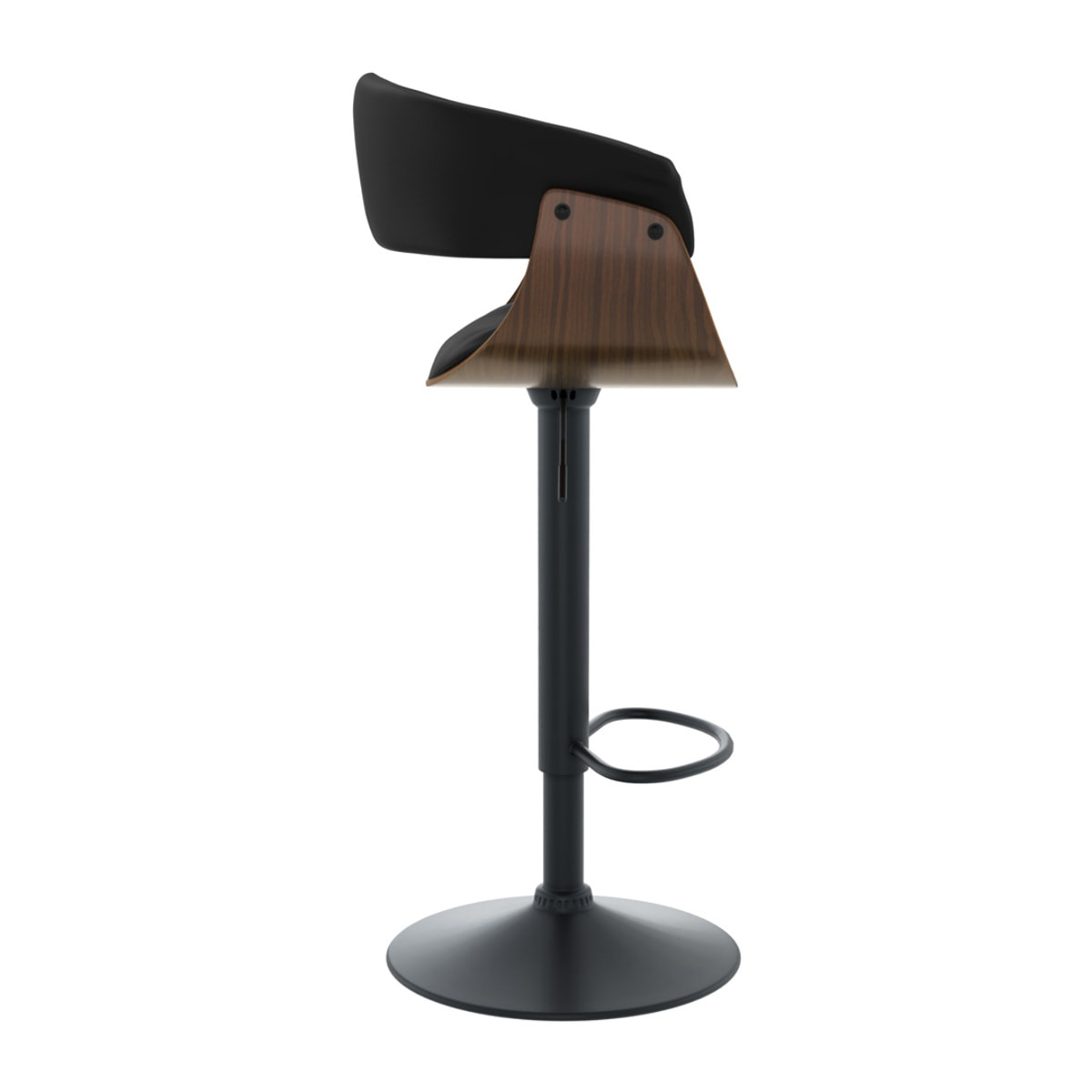Chaise de bar réglable et pivotante 59/81 cm en cuir synthétique noir - Basile