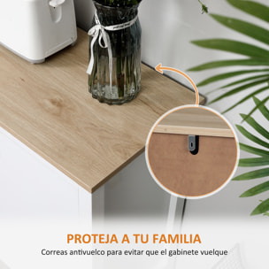 Aparador de Cocina con Botellero Aparador con 2 Cajones 2 Puertas Estantes Ajustables para 9 Botellas Buffet Auxiliar de Cocina para Comedor Salón 110x35x75 cm Blanco