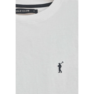 Camiseta blanca con cuello redondo y bordado Rigby Go