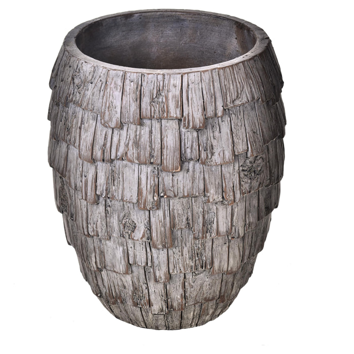 Vaso In Ceramica Con Effetto Legno. Altezza 30 Cm - Pezzi 1 - 24,5X30X34,5cm - Colore: Marrone - Bianchi Dino - Ceramica