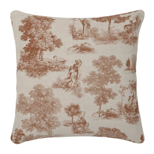 Housse de coussin lin & coton 165 g/m² imprimé brun Poesie brique