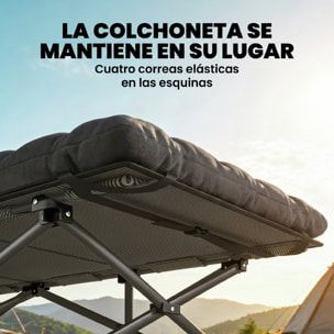 Cama Plegable Camping con Colchón Extraíble Cama de Acampada Portátil Extra Ancha 80 cm Tela Oxford 600D con Reposacabezas Bolsa Transporte Bolsillo Carga 200 kg para Playa Senderismo Negro