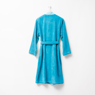 Albornoz 380gsm 100% algodón con ribete jacquard azul summer benetton