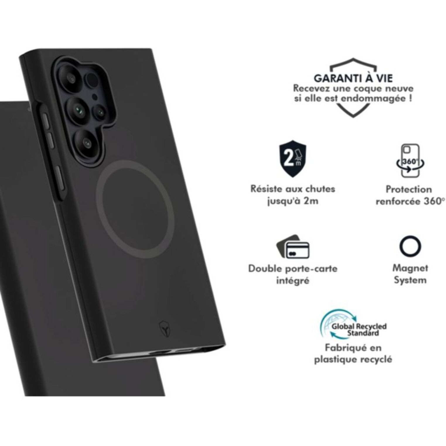 Coque FORCE CASE étui Magnet s26 ultra noir