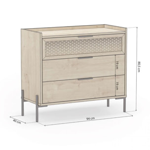 Cómoda Koivu 3 cajones Roble Negro