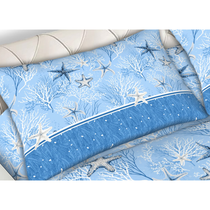 Completo Lenzuola 100% Cotone Disegno Starfish CN