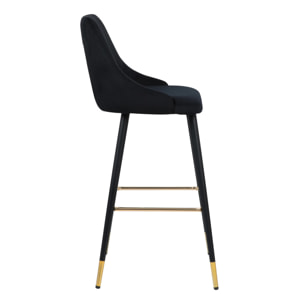 Lot de 2 chaises de bar 78 cm en velours noir - Aristote
