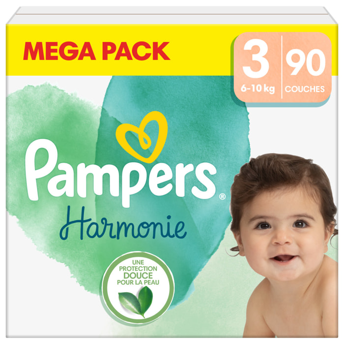 90 Couches Harmonie Taille 3, 6kg - 10kg, Pampers