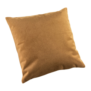 Coussin velours  - Effet peau de pêche - Jaune moutarde