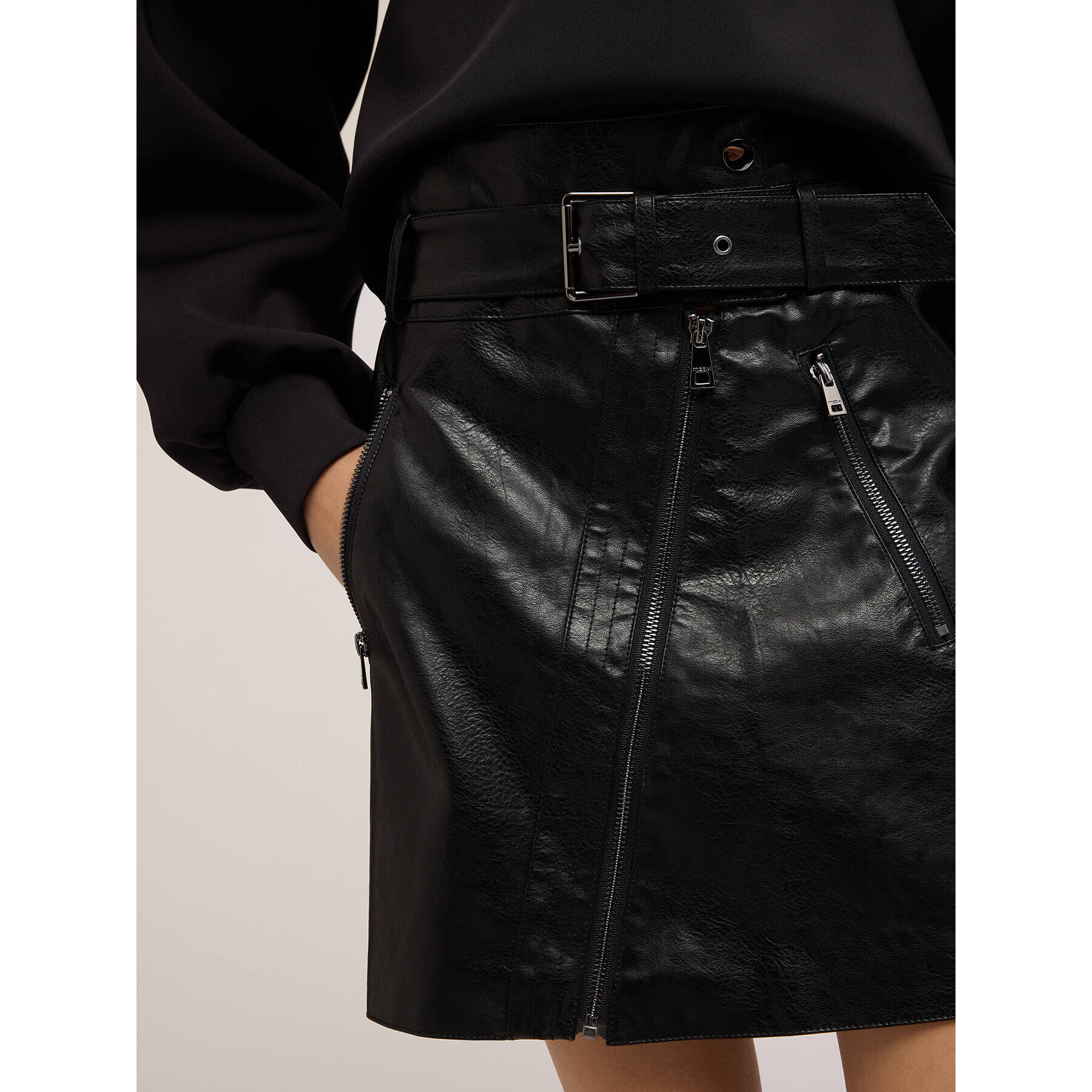 Motivi - Minifalda con cremalleras decorativas - Negro