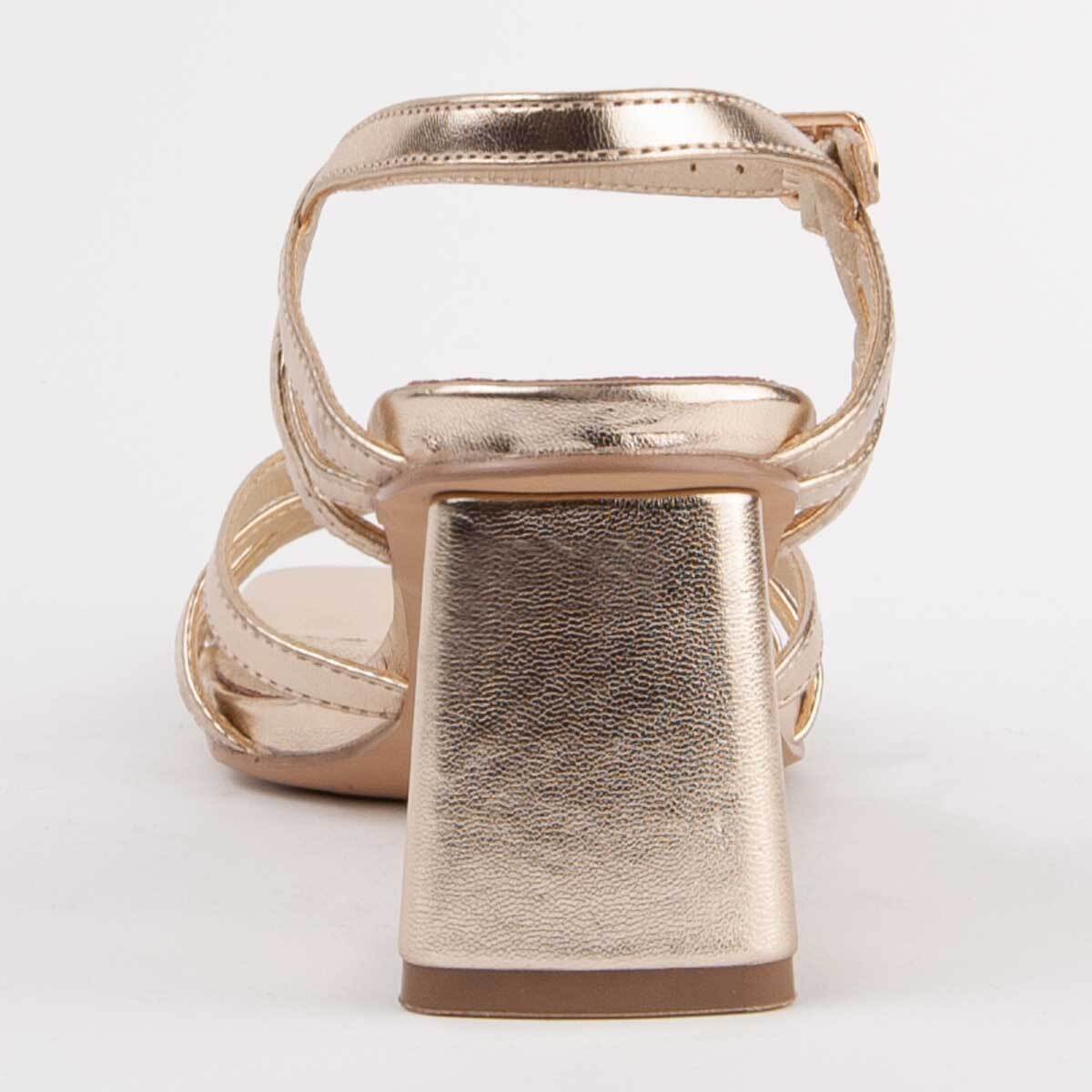 Sandalia De Tacón - Dorado - Altura: 6 Cm