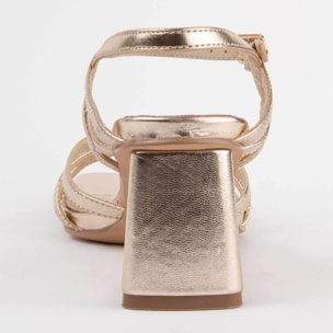 Sandalia De Tacón - Dorado - Altura: 6 Cm