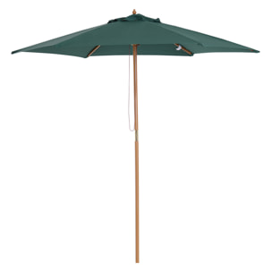 Sombrilla Parasol para Patio Mástil de Madera 2,5m Verde