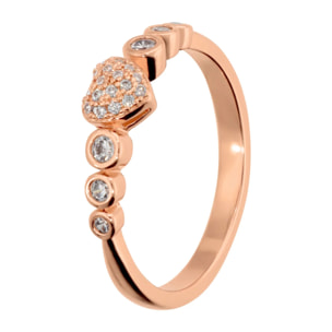 Anello Cuore con Pavé e Punti Luce in Cubic Zirconia