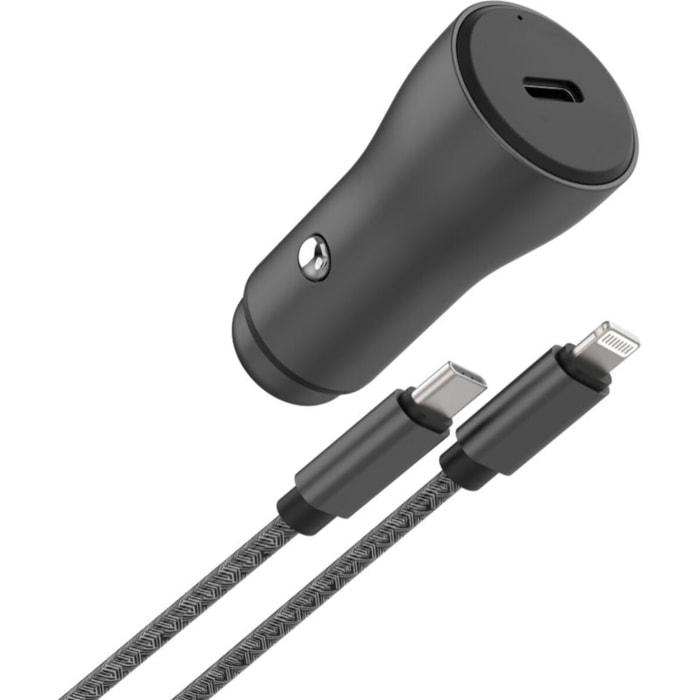Chargeur allume cigare ADEQWAT USB-C 30W + Câble lightning 1M Noir