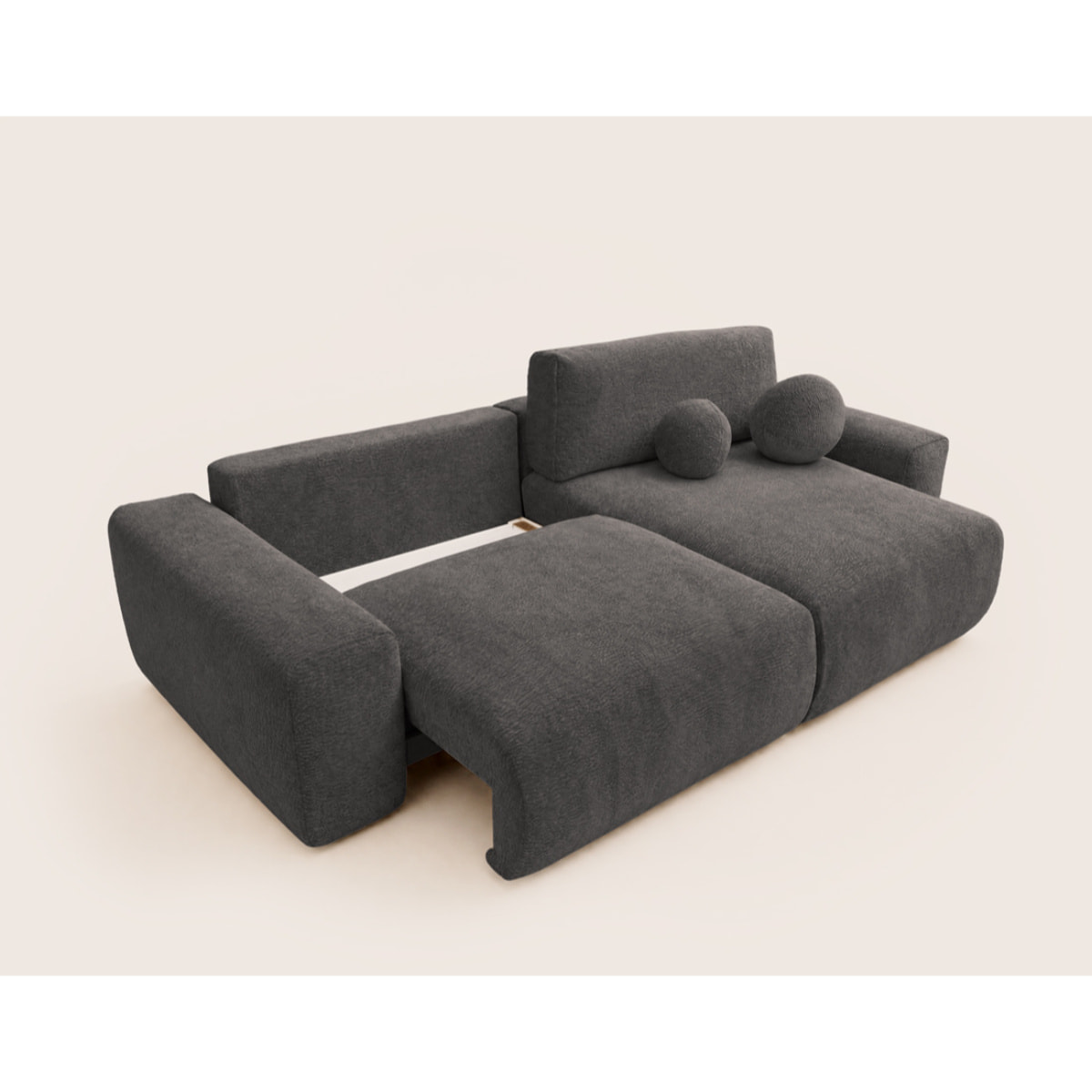 Constance - Canapé d'angle réversible 4 places convertible avec coffre en velours relief - Gris