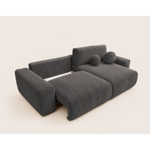 Constance - Canapé d'angle réversible 4 places convertible avec coffre en velours relief - Gris