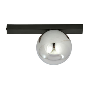 Lampada da soffitto Fit in acciaio nero opaco e vetro grafite