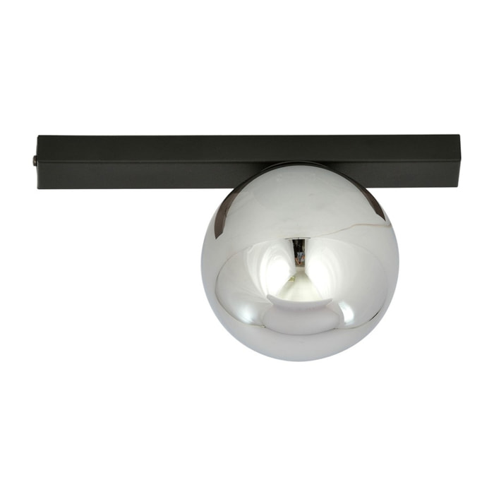 Lampada da soffitto Fit in acciaio nero opaco e vetro grafite