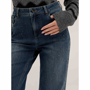 Motivi - Jeans wide con applicazioni di strass - Blu