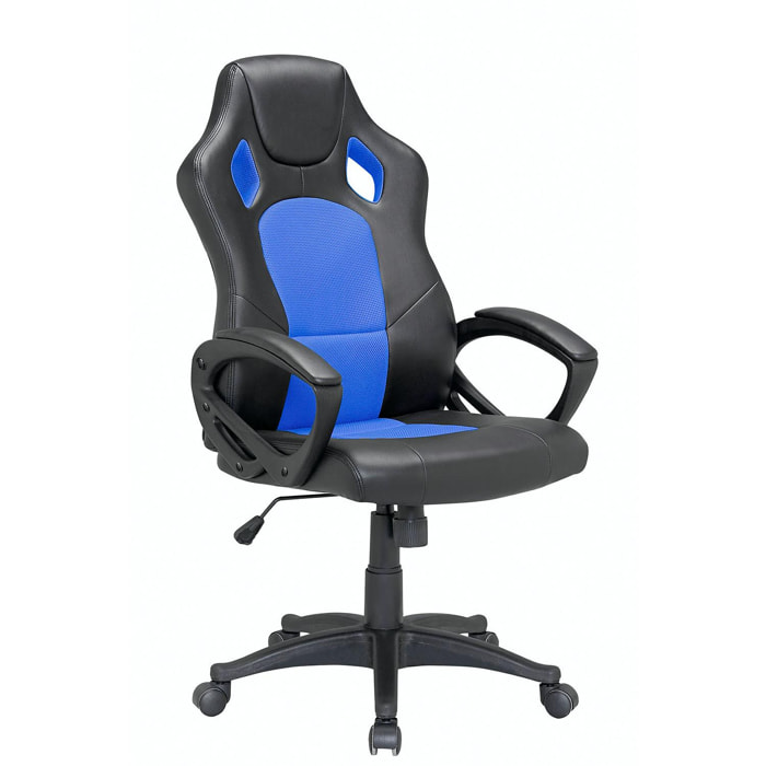 Silverstone - sedia gaming in pu + pl e nylon nero e blu