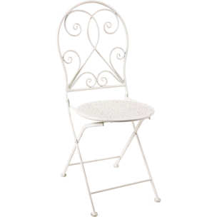 ISABELLE - SET 3 PEZZI TAVOLO CON DUE SEDIE BIANCO ANTICATO - misura SEDIA 40X52X94 , TAVOLO 59,5X59,5X71