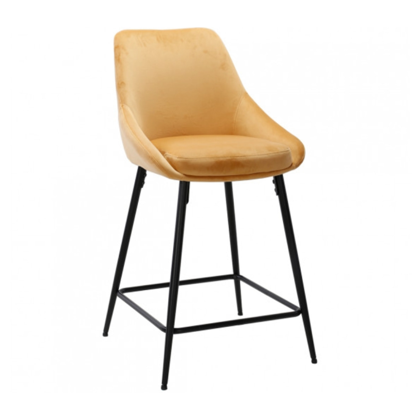 Tabouret de bar en velours avec piètement métal noir - 6 coloris - MONDO