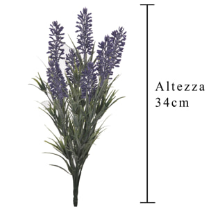 Cespuglio Di Lavanda Composta Da 7 Fiori. Altezza 34 Cm - Pezzi 12 - 8X34X8cm - Colore: Viola - Bianchi Dino - Fiori Artificiali