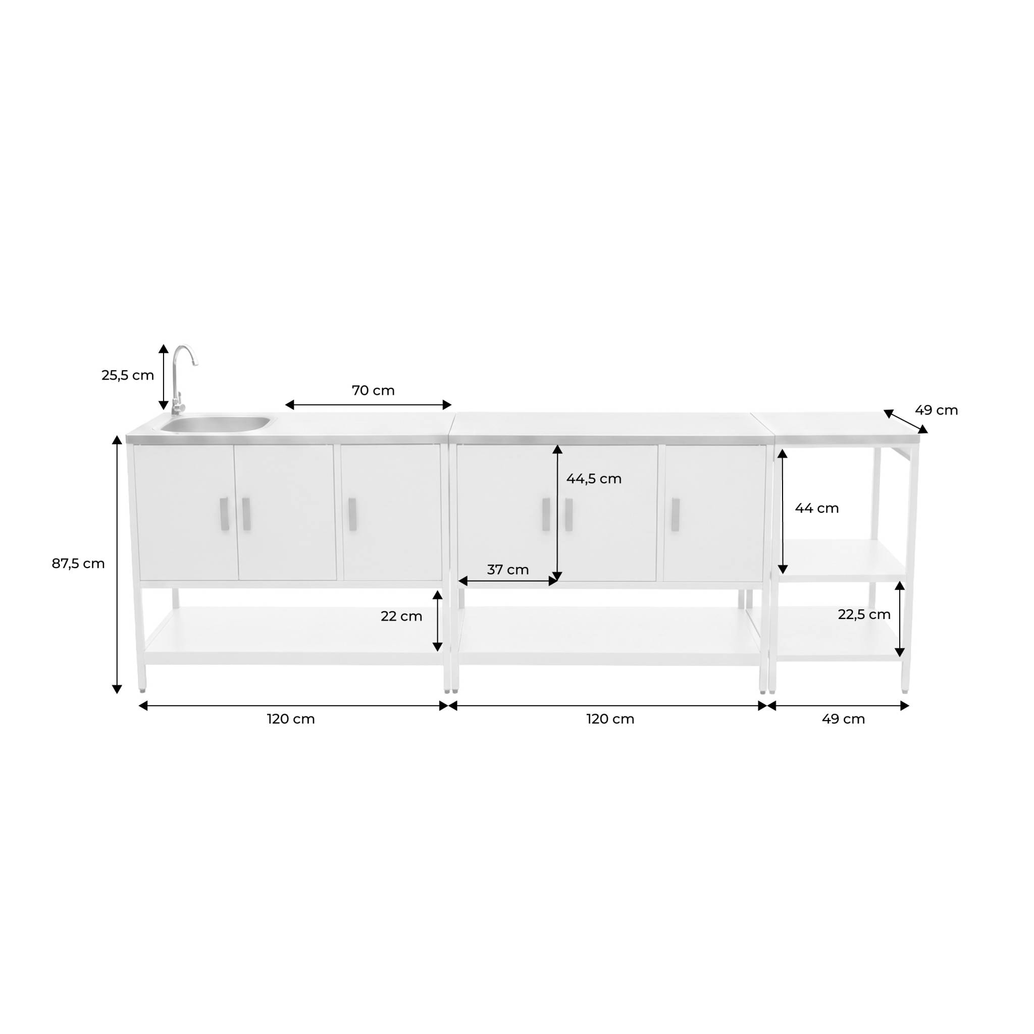 Cuisine extérieure 3 modules acier inoxydable  NAXOS 3 MODULES