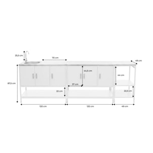 Cuisine extérieure 3 modules acier inoxydable  NAXOS 3 MODULES