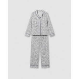 Pigiama lungo a camicia in viscosa canale blu verdastro