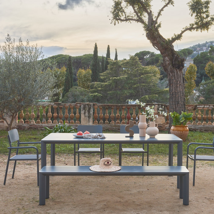 Table de jardin aluminium + 4 assises + 1 banc SAVANNAH + SACRAMENTO + MADISON