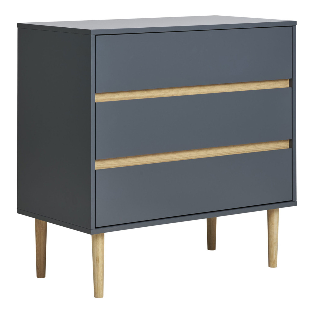 Cassettiera Bisley a 3 cassetti in legno grigio scuro 80×40×80 cm