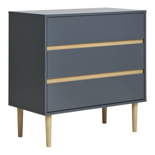 Cassettiera Bisley a 3 cassetti in legno grigio scuro 80×40×80 cm