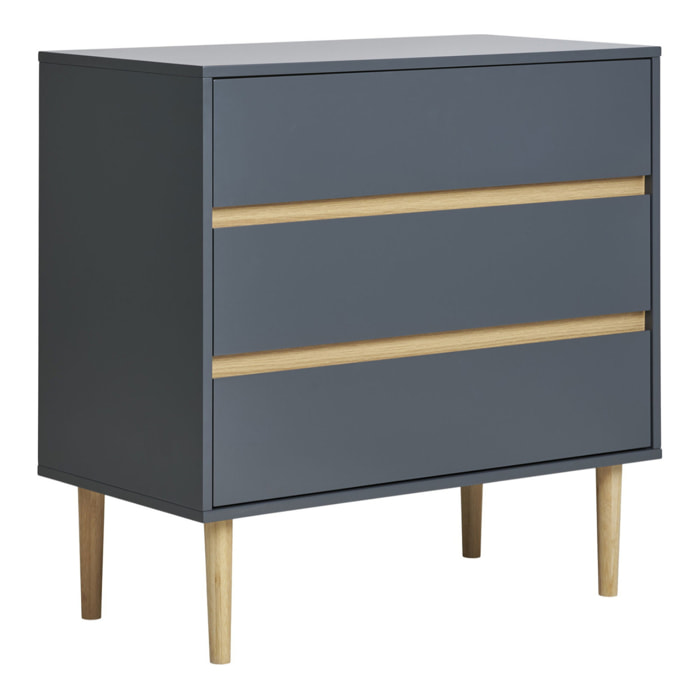 Cassettiera Bisley a 3 cassetti in legno grigio scuro 80×40×80 cm