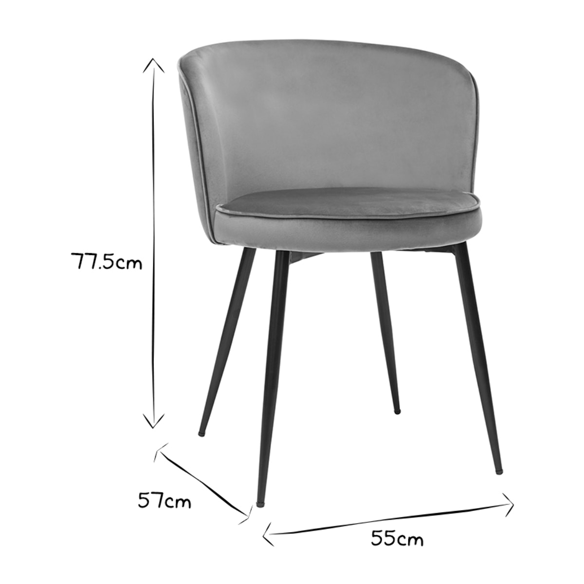 Chaises design en tissu velours vert céladon et métal noir (lot de 2) SERIF