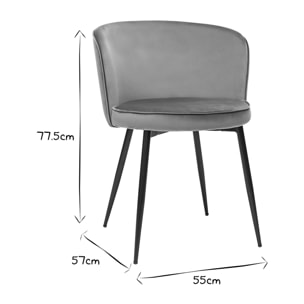 Chaises design en tissu velours vert céladon et métal noir (lot de 2) SERIF