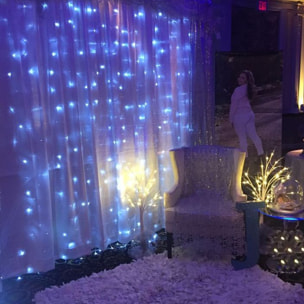 conjunto de luces de cortina con 240 luces led blanco con control remoto de 40 cuerdas